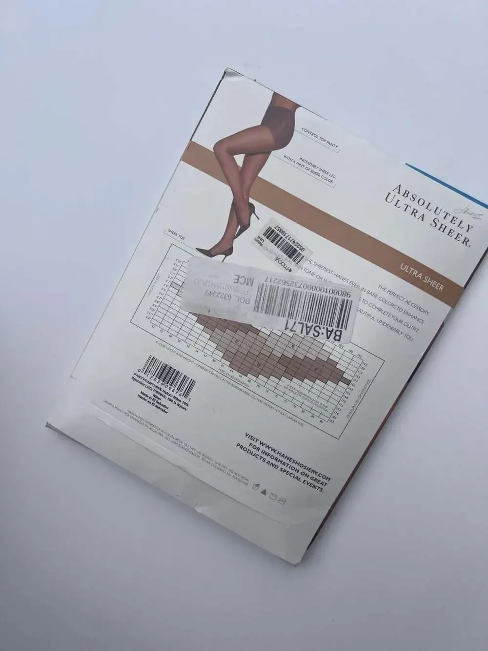Hanes Absolutely Ultra Sheer Control Top Sheer Toe Pantyhose Style 707 in Gentle